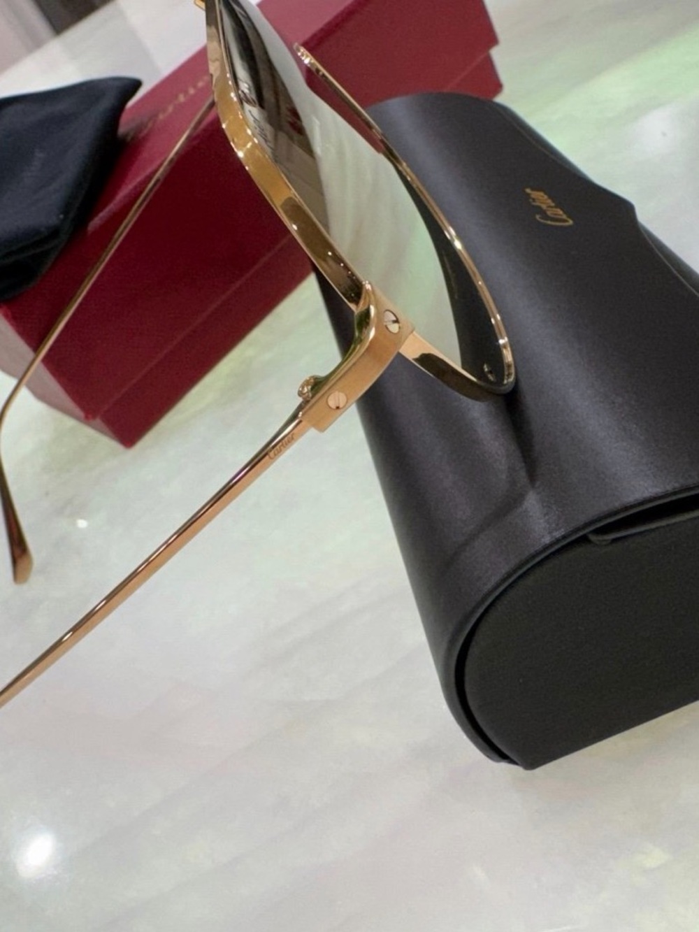 Cartier Gold Frame Sunglasses with Brown Lenses - Picture 5 of 5
